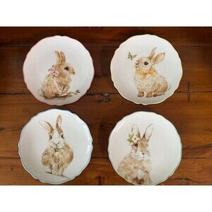 Set of 4 Grace Small Bunny Plates